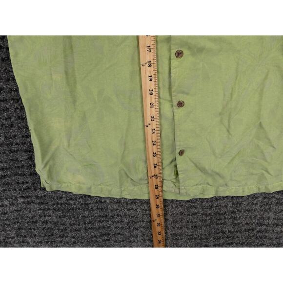 Tommy Bahama Shirt Mens XL Green Silk Jacquard Floral Print Aloha Beach Hawaiian - Picture 7 of 8